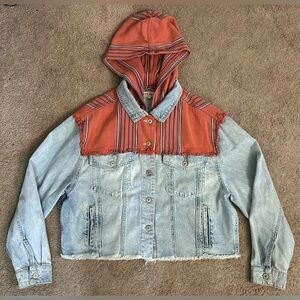 Free People Baja Hooded Denim Jacket Size Small
